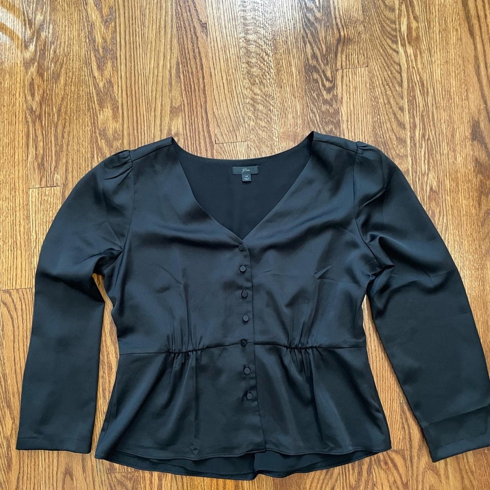 NWOT J. crew satin crepe peplum top holiday